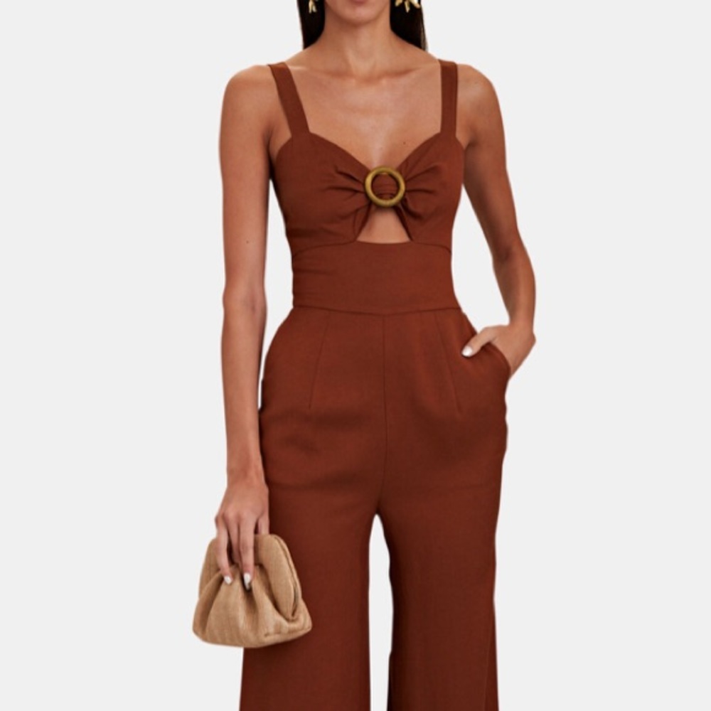 Intermix Tricia Jumpsuit - Brown/Wood - Size 2
